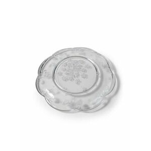 Floral Clear Glass Platter Round Embossed Flower Accent Plate